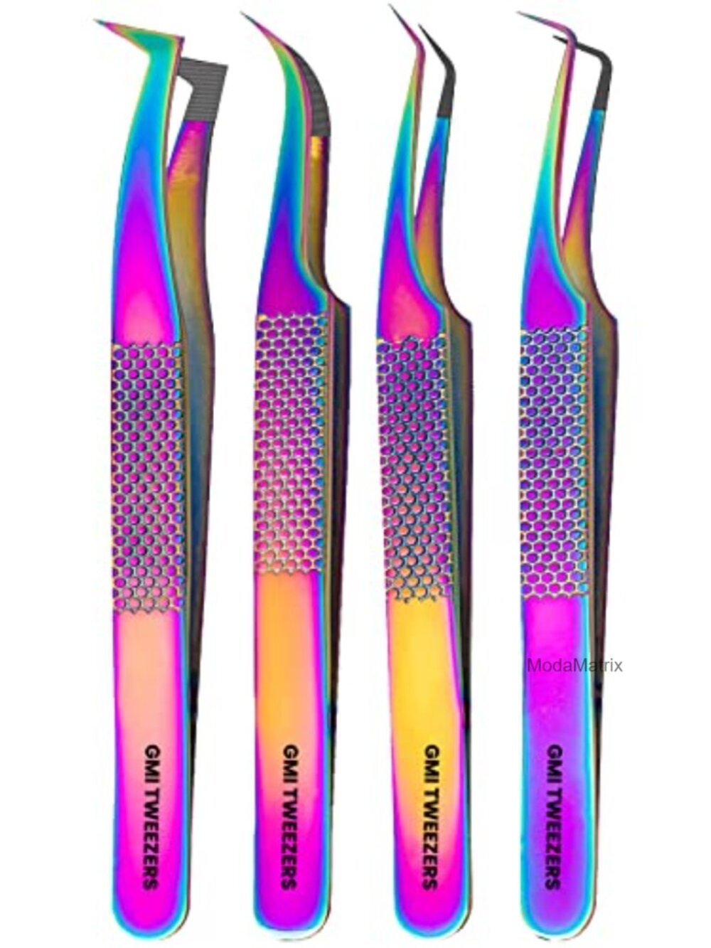 Fiber Tip Lash Tweezers 4 Pack Stainless Steel Eyelash Extension